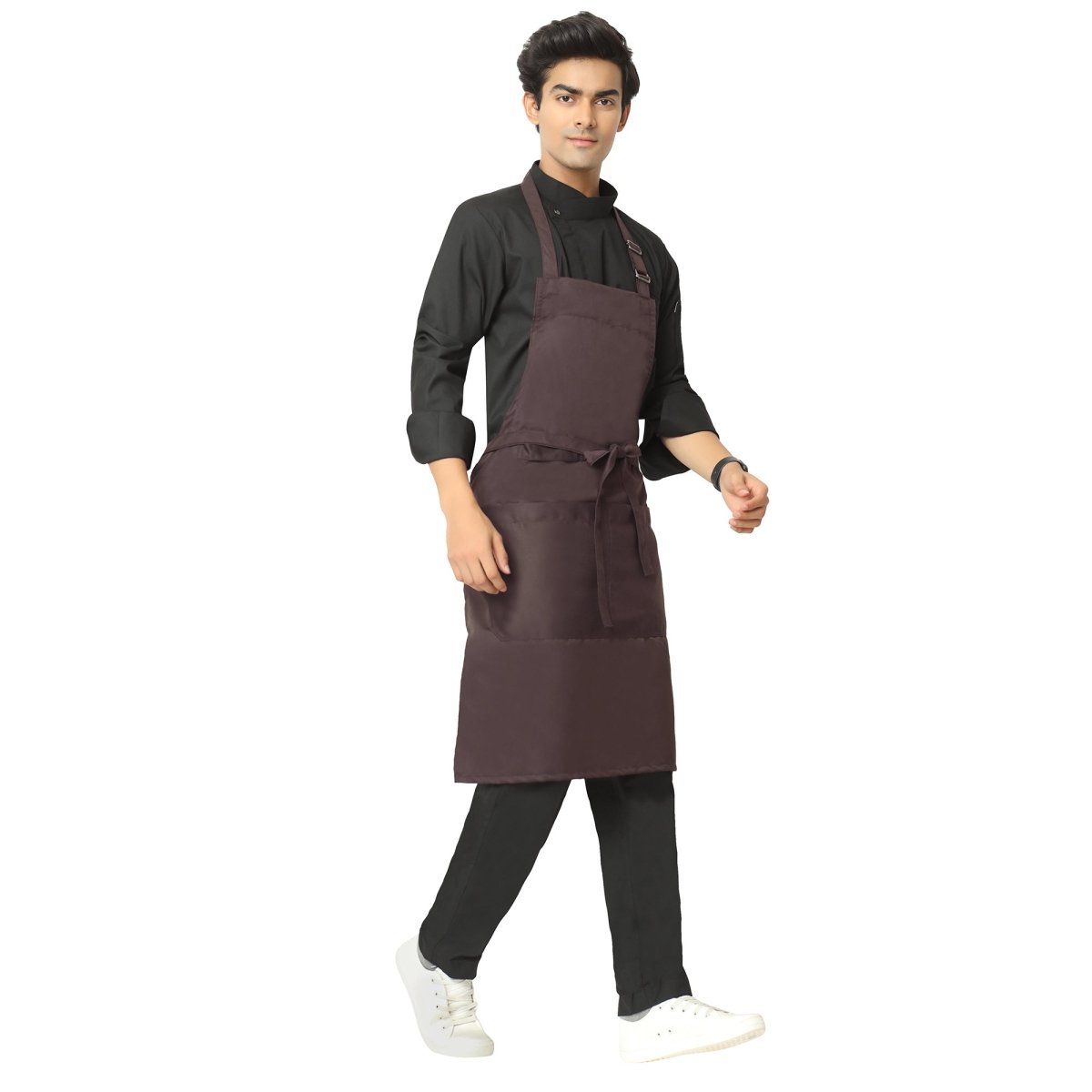 Classic Kitchen Apron (Coffee Brown) - Free Embroidery - Uwears®