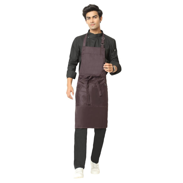 Classic Kitchen Apron (Coffee Brown) - Free Embroidery - Uwears®
