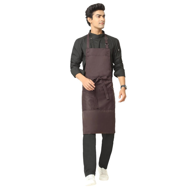 Classic Kitchen Apron (Coffee Brown) - Free Embroidery - Uwears®