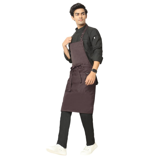 Classic Kitchen Apron (Coffee Brown) - Free Embroidery - Uwears®