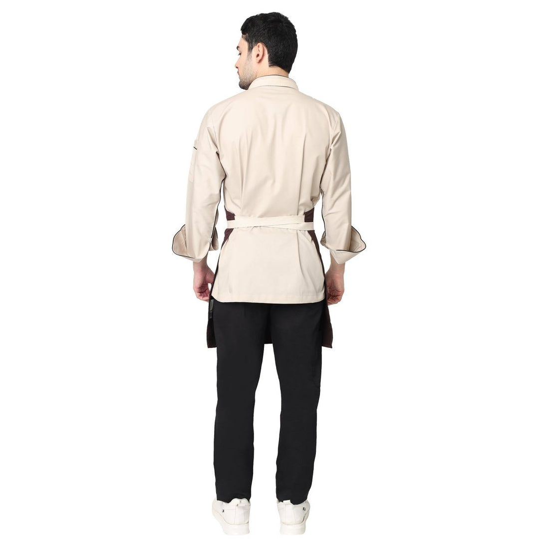 Classic Kitchen Apron (Dark Brown / Cream) - Free Embroidery - Uwears®