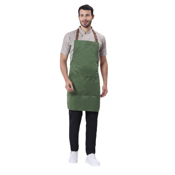 Classic Kitchen Apron (Green/Brown) - Free Embroidery - Uwears®