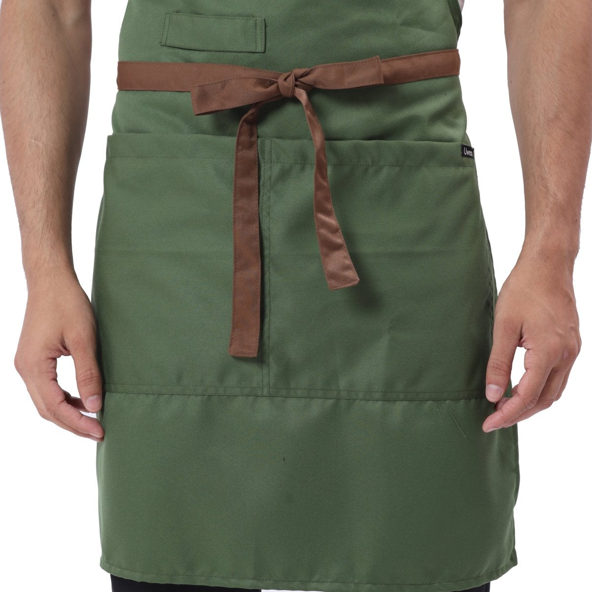 Classic Kitchen Apron (Green/Brown) - Free Embroidery - Uwears®
