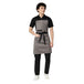 Grey black apron back view showing waist tie