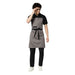 Grey and black full bib kitchen apron front view — polycotton, adjustable straps