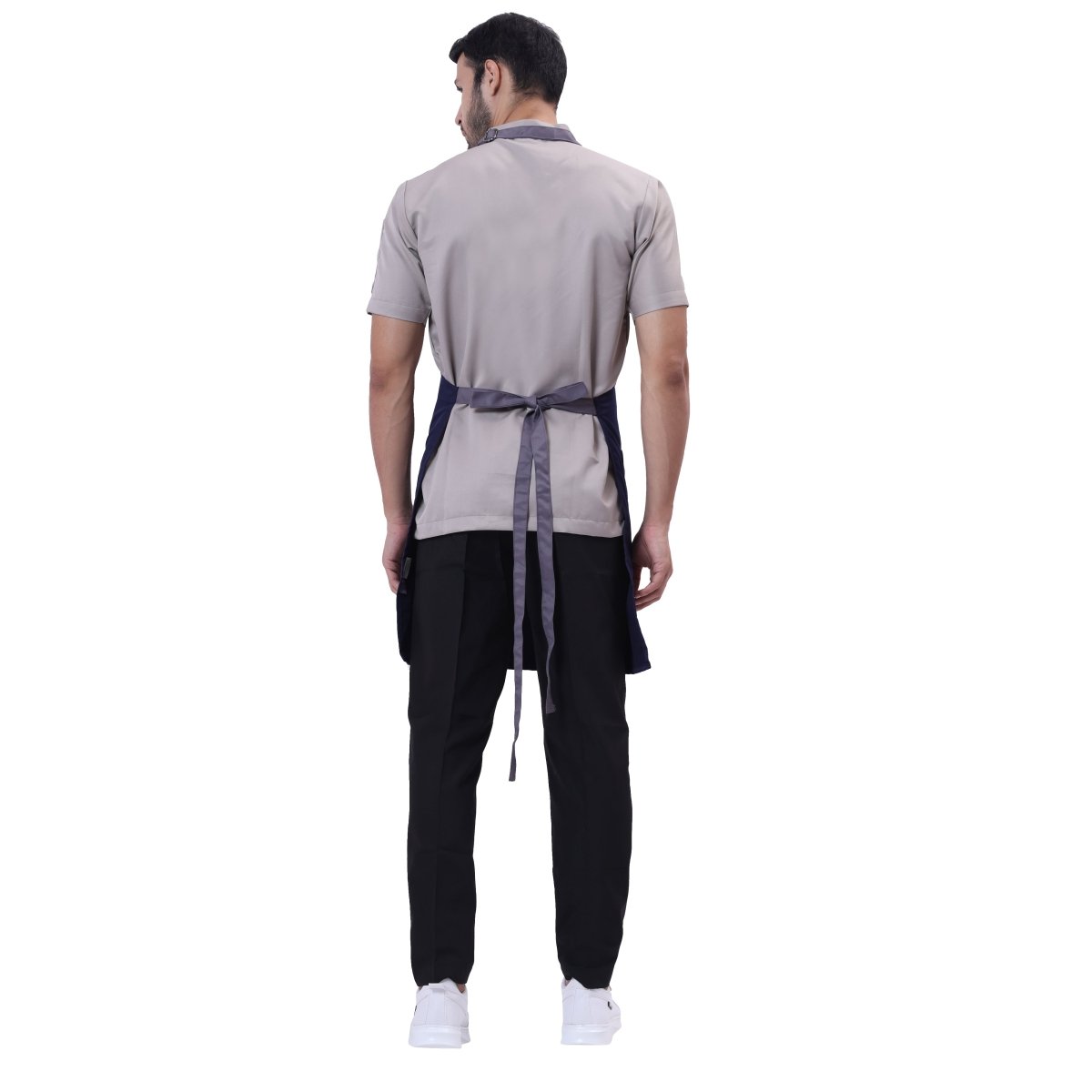 Classic Kitchen Apron (Navy Blue/Grey) - Free Embroidery - Uwears®