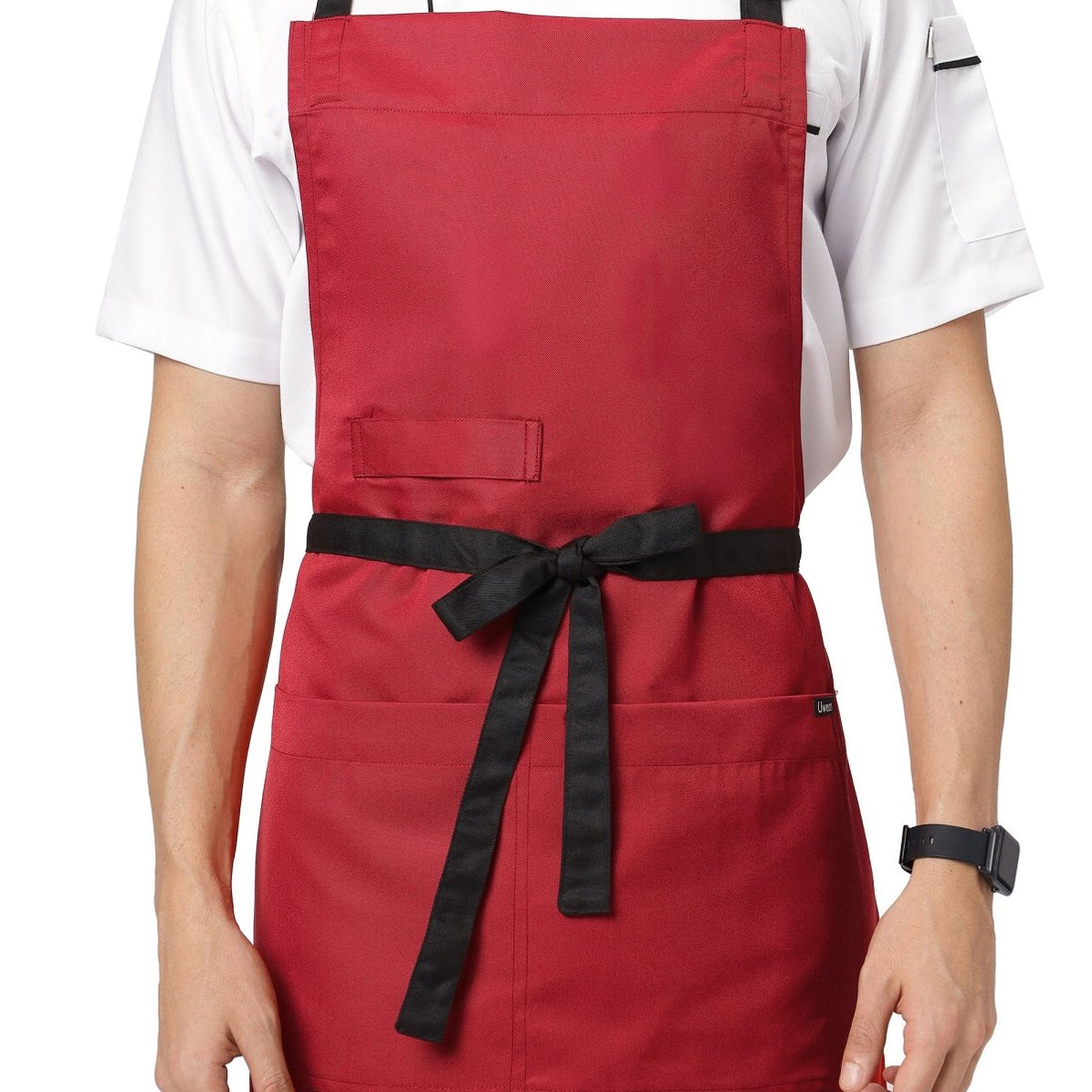 Classic Kitchen Apron (Red/Black) - Free Embroidery - Uwears®