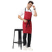 Red black polycotton apron fabric and colour close-up