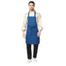Royal blue full bib kitchen apron front view — polycotton, adjustable neck strap