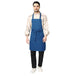 Royal blue full bib kitchen apron front view — polycotton, adjustable neck strap
