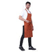 Custom embroidery on rust orange kitchen apron — free embroidery service