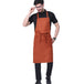 Rust orange apron back view showing waist tie