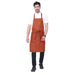 Rust orange full bib kitchen apron front view — polycotton, adjustable strap