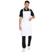 White full bib kitchen apron front view — polycotton, adjustable neck strap