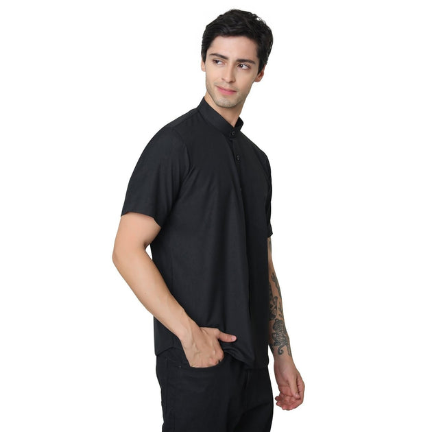 Classic Mandarin Collar Half Sleeve Shirt - Uwears®