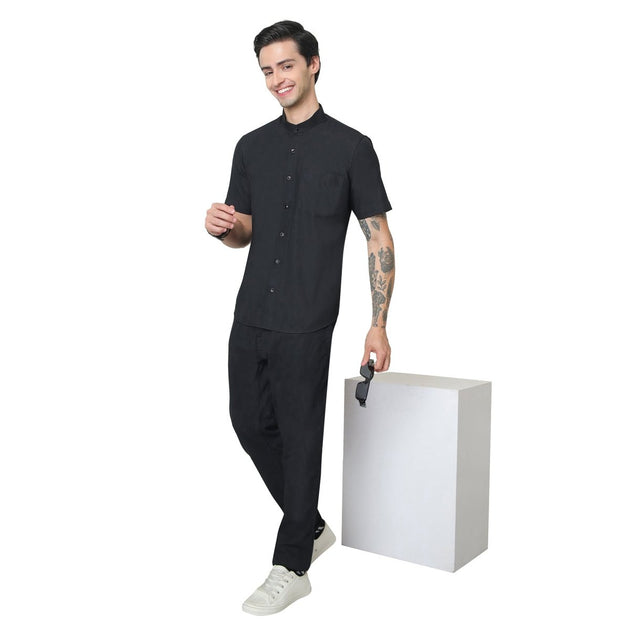 Classic Mandarin Collar Half Sleeve Shirt - Uwears®