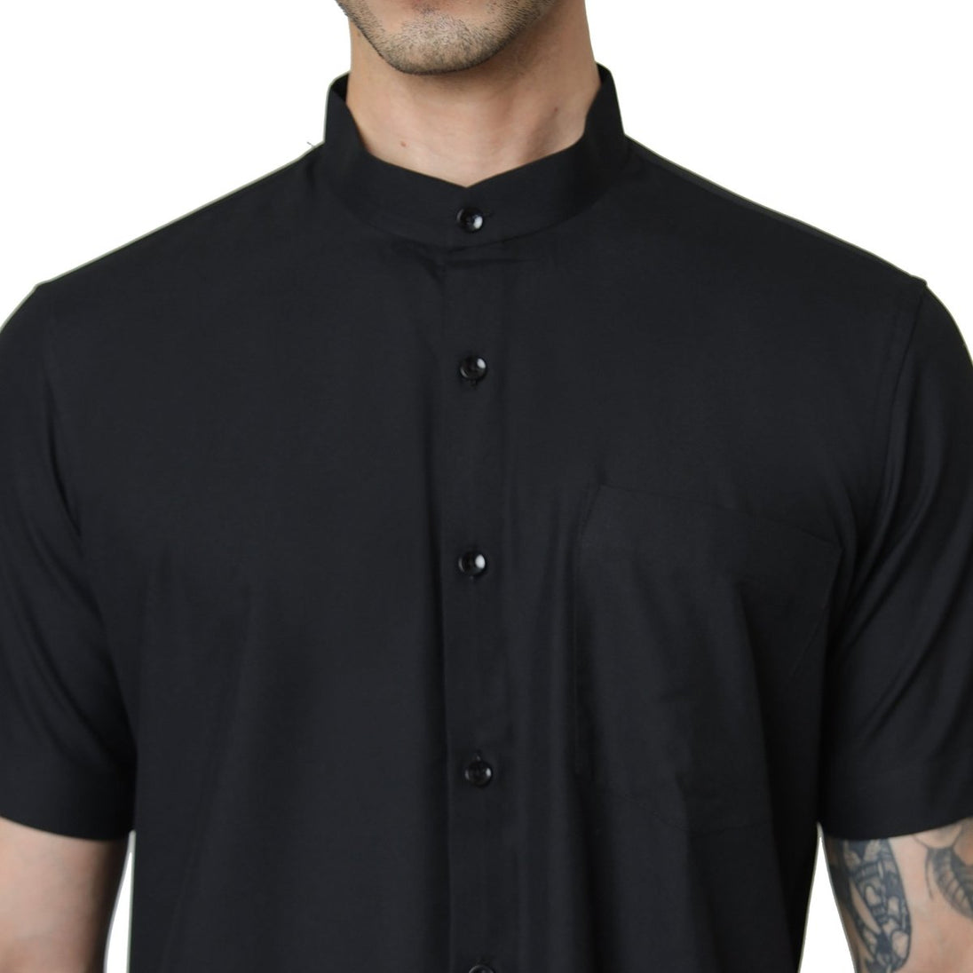 Classic Mandarin Collar Half Sleeve Shirt - Uwears®
