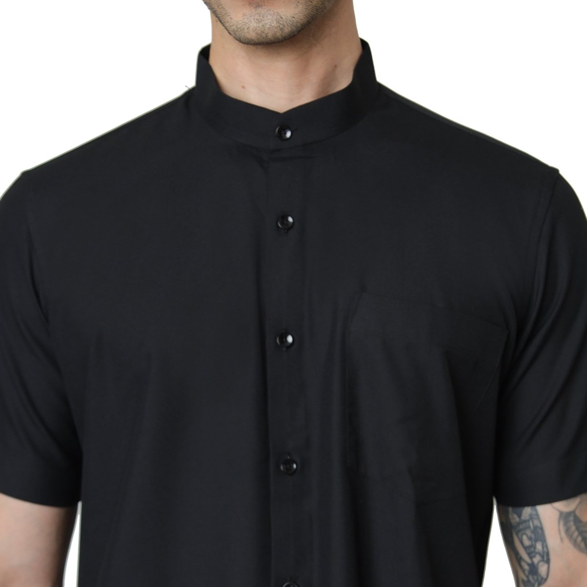Classic Mandarin Collar Half Sleeve Shirt - Uwears®