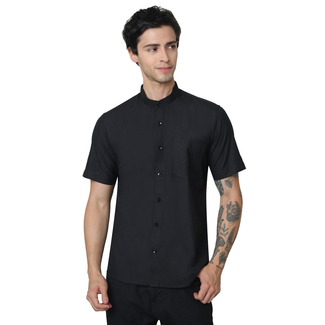 Classic Mandarin Collar Half Sleeve Shirt - Uwears®