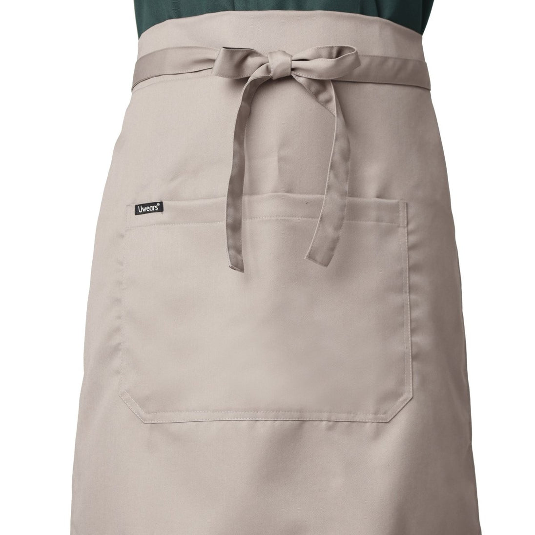 Custom embroidery on sand beige waist apron — free logo embroidery service