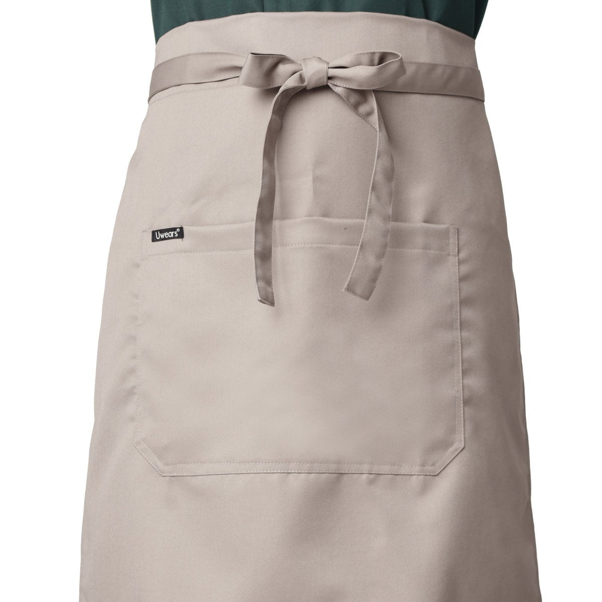 Custom embroidery on sand beige waist apron — free logo embroidery service