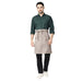 Sand beige service waist apron front view — polycotton, long waist tie, pocket