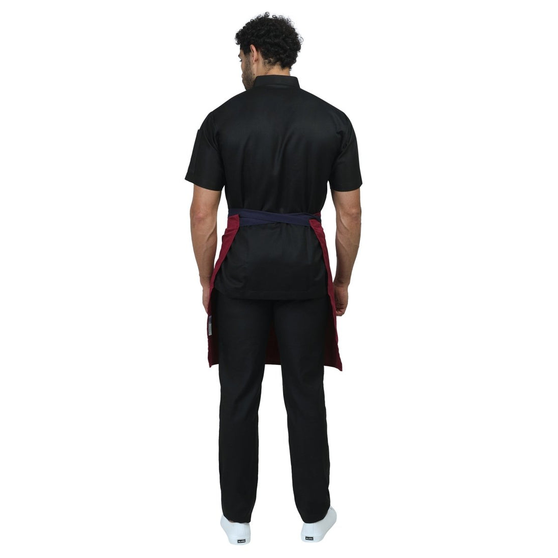 Berry service apron on model — waiter and cafe staff uniform India
