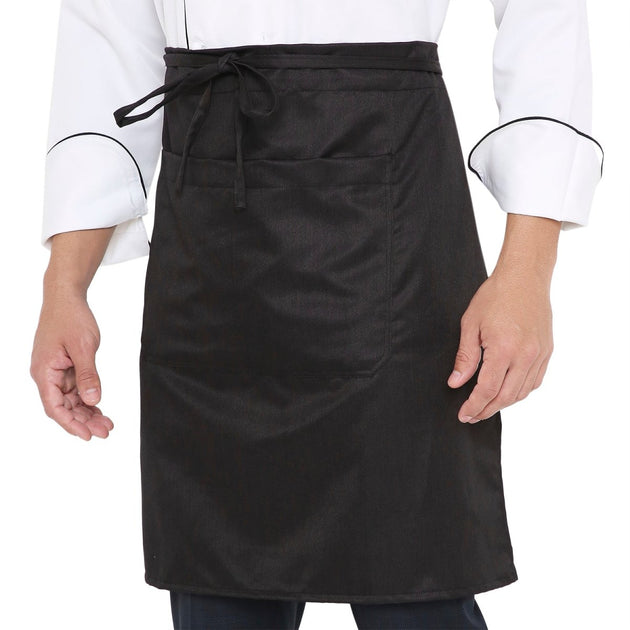 Classic Service Waist Apron (Black) - Free Embroidery - Uwears®