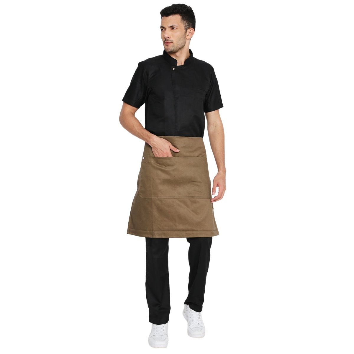 Classic Service Waist Apron (Brown) - Free Embroidery - Uwears®