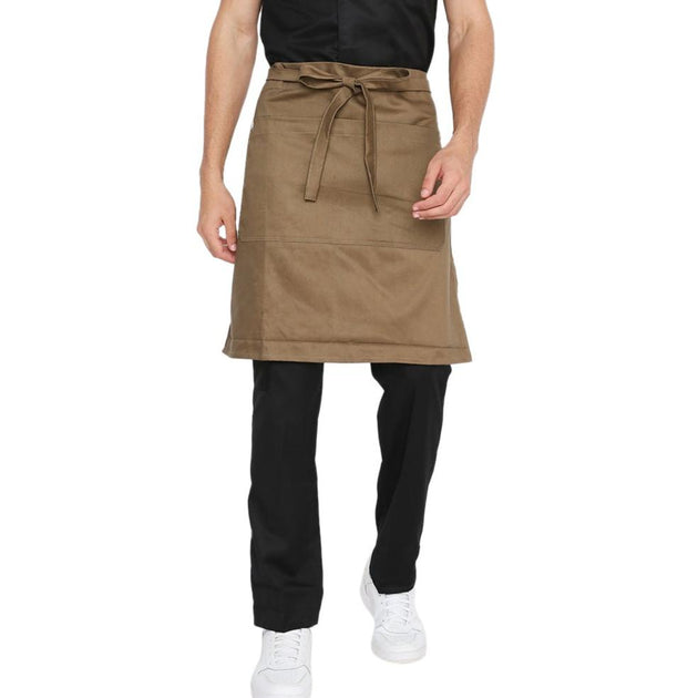 Classic Service Waist Apron (Brown) - Free Embroidery - Uwears®