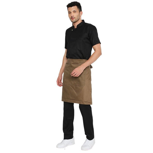 Classic Service Waist Apron (Brown) - Free Embroidery - Uwears®