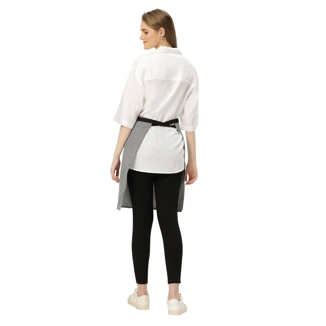 Checks service waist apron flat lay — restaurant and cafe uniform India