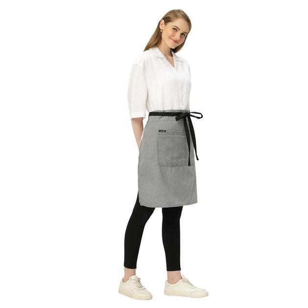 Classic Service Waist Apron (Checks) - Free Embroidery - Uwears®