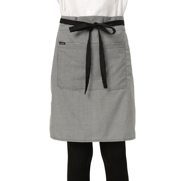 Classic Service Waist Apron (Checks) - Free Embroidery - Uwears®