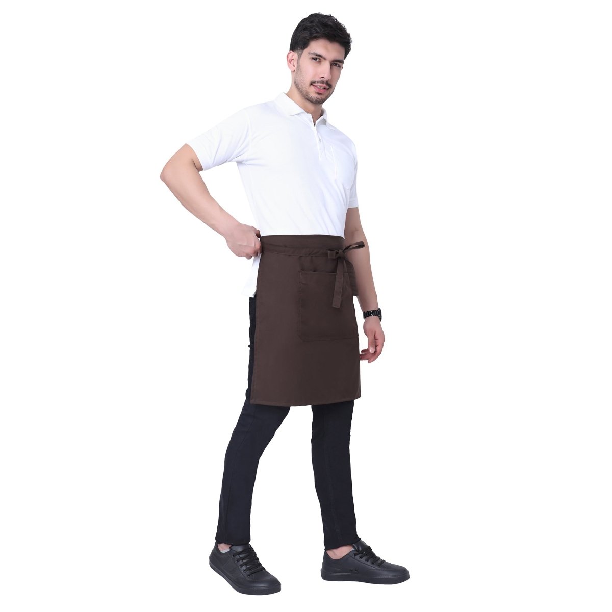 Classic Service Waist Apron (Coffee Brown) - Free Embroidery - Uwears®