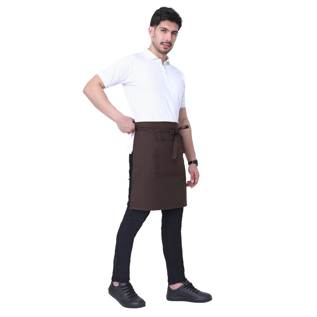 Classic Service Waist Apron (Coffee Brown) - Free Embroidery - Uwears®