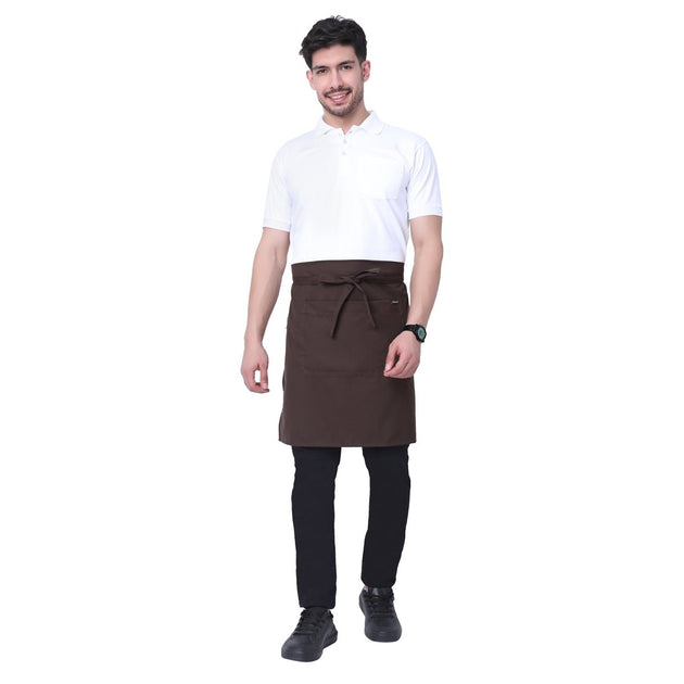 Classic Service Waist Apron (Coffee Brown) - Free Embroidery - Uwears®