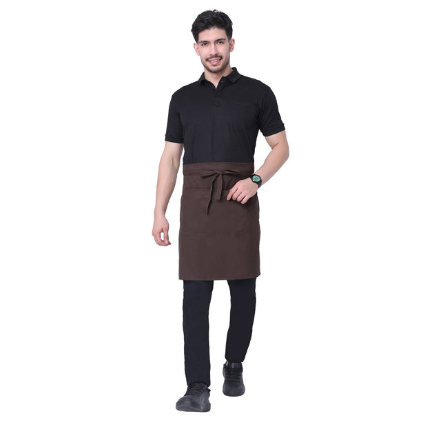 Classic Service Waist Apron (Coffee Brown) - Free Embroidery - Uwears®