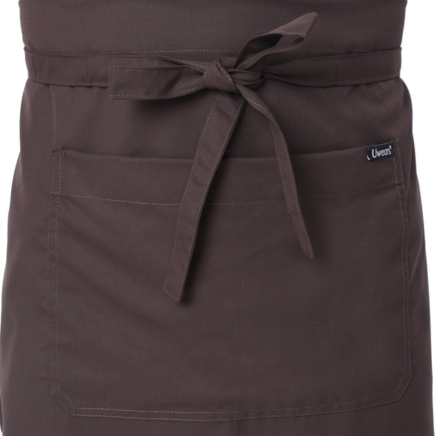 Classic Service Waist Apron (Coffee Brown) - Free Embroidery - Uwears®