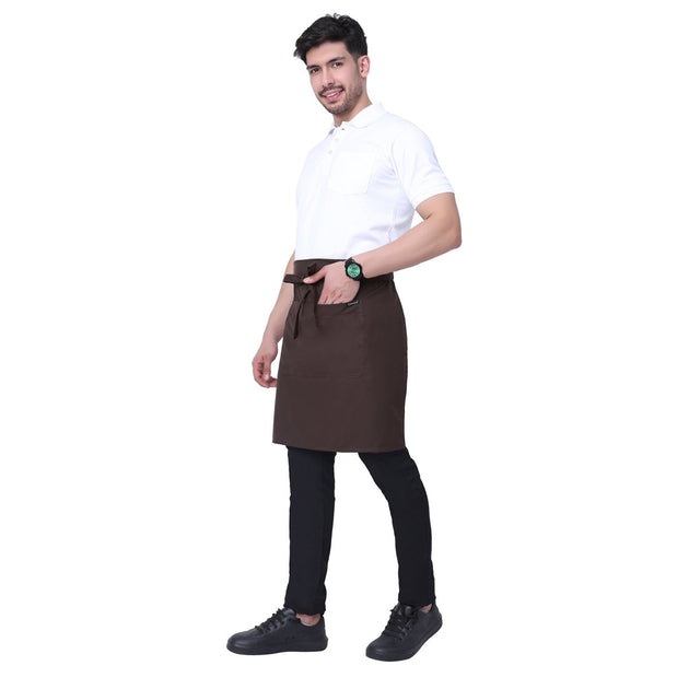 Classic Service Waist Apron (Coffee Brown) - Free Embroidery - Uwears®