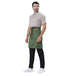 Green brown waist apron back view showing tie knot