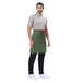 Green brown waist apron pocket detail — front pocket for order pad and pen