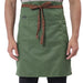 Green brown service apron on model — waiter and cafe staff uniform India