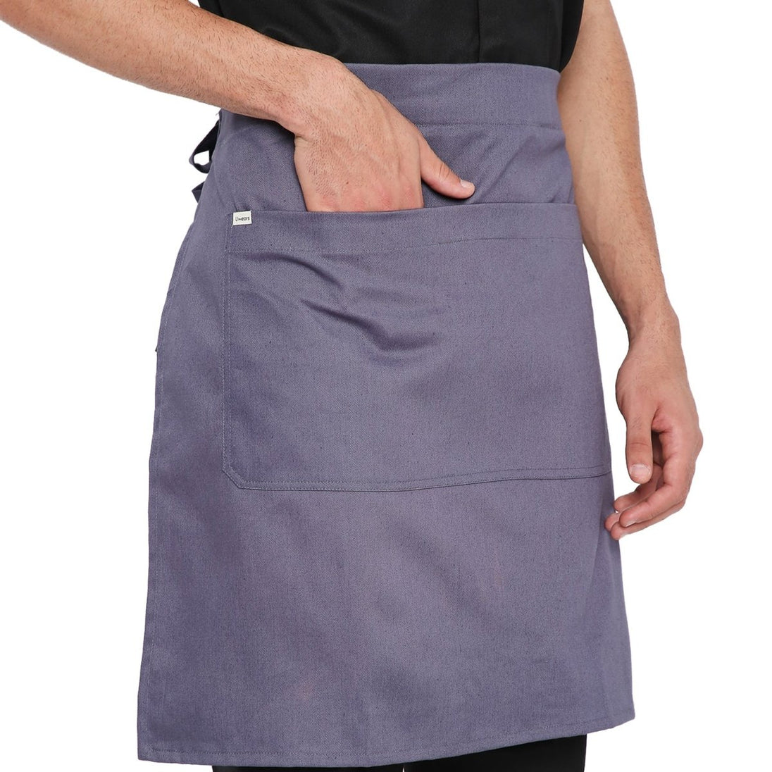 Grey service waist apron flat lay — restaurant and cafe uniform India