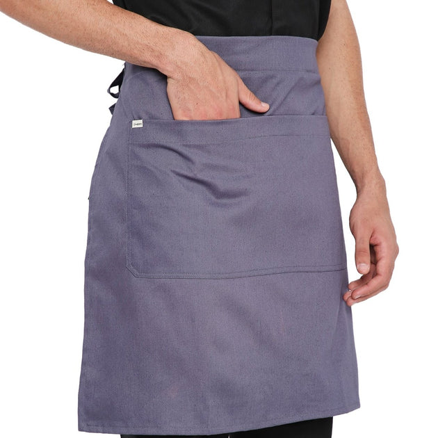 Classic Service Waist Apron (Grey) - Free Embroidery - Uwears®