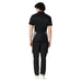 Grey black waist apron back view showing tie knot