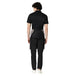 Grey black waist apron back view showing tie knot