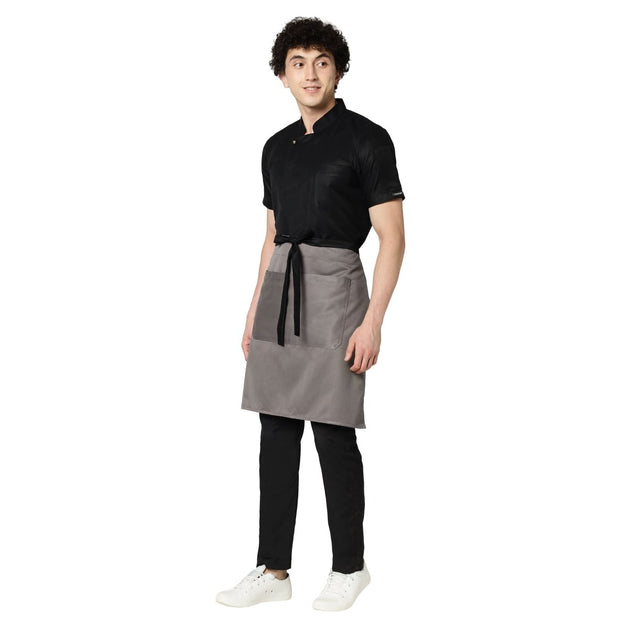 Classic Service Waist Apron (Grey/Black) - Free Embroidery - Uwears®