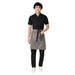 Grey and black service waist apron front view — polycotton, long waist tie