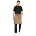 Khaki service waist apron front view — polycotton, pocket, long waist tie